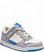 Color:Chalk/Soft Purple - Image 1 - C201 Low Top Signature Canvas Lace-Up Retro Sneakers