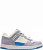 Color:Chalk/Soft Purple - Image 2 - C201 Low Top Signature Canvas Lace-Up Retro Sneakers