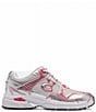 Color:White/Dragonfruit - Image 2 - C301 Low Top Mixed Media Lace-Up Sneakers