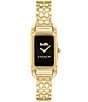 Color:Gold - Image 1 - Cadie Signature Logo Crystal Quartz Analog Bracelet Watch