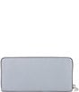 Color:Grey Blue - Image 2 - Calf Leather Slim Silver Tone Accordion Zip Wallet