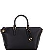 Color:Black - Image 1 - Cara Pebble Leather Satchel Bag