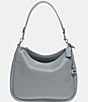 Color:Light Grey Blue - Image 1 - Cary Pebbled Leather Silver Tone Shoulder Bag