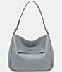 Color:Light Grey Blue - Image 2 - Cary Pebbled Leather Silver Tone Shoulder Bag