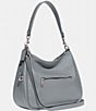 Color:Light Grey Blue - Image 4 - Cary Pebbled Leather Silver Tone Shoulder Bag