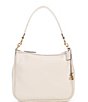 Color:Chalk - Image 1 - Cary Pebbled Leather Shoulder Bag