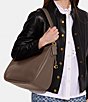 COACH Cary Pebbled Leather Shoulder Bag, Color:Dark Stone - Image 5