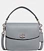 Color:Grey Blue - Image 5 - Cassie Pebble Leather Silver Tone Crossbody Bag