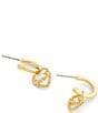 COACH Charming Charms Signature Heart Charm Huggie Hoop Drop Earrings, Color:Shiny Gold - Image 2