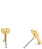 COACH Charming Charms Signature Heart Key Stud Earrings, Color:Shiny Gold - Image 2