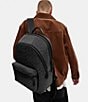 Color:Charcoal - Image 5 - Charter Signature Coated Canvas/Refined Calfskin Leather Backpack