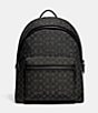 Color:Charcoal/Black - Image 1 - Charter Signature Jacquard/Refined Calfskin Leather Backpack