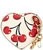 COACH Cherry Print Leather Heart Coin Purse, Color:Chalk Multi - Image 2