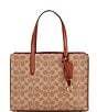 Color:Tan Rust - Image 1 - Coated Canvas Signature Logo Carter Carryall 28 Tote Bag