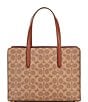 Color:Tan Rust - Image 2 - Coated Canvas Signature Logo Carter Carryall 28 Tote Bag