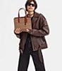 Color:Tan Rust - Image 5 - Coated Canvas Signature Logo Carter Carryall 28 Tote Bag