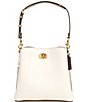 Color:Chalk Multi/Brass - Image 1 - Colorblock Leather Willow Bucket Crossbody Bag