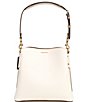 Color:Chalk Multi/Brass - Image 2 - Colorblock Leather Willow Bucket Crossbody Bag