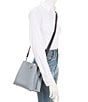 Color:Grey Blue Multi - Image 4 - Small Colorblock Leather Willow Silver Tone Bucket Crossbody Bag
