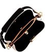 Color:Dark Stone - Image 3 - Colorblock Leather Willow Bucket Crossbody Bag