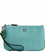 COACH Colored Denim Small Wristlet, Color:Ivy - Image 1