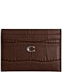 COACH Crocodile Embossed Essential Card Case, Color:Maple - Image 1