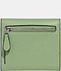 Color:Pale Pistachio - Image 2 - Logo Closure Cross-Grained Leather Silver Tone Wyn Small Wallet