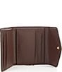 Color:Black/Light Gold - Image 3 - Logo Closure Cross-Grained Leather Wyn Small Wallet