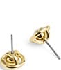 Color:Crystal/Gold - Image 2 - Convertible Halo Round Stone Stud Earrings