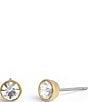 Color:Crystal/Gold - Image 3 - Convertible Halo Round Stone Stud Earrings