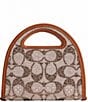 COACH Crystal Signature Jacquard Top Handle Contrast Trim Crossbody Card Case, Color:Burnished Amber - Image 1
