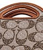 COACH Crystal Signature Jacquard Top Handle Contrast Trim Crossbody Card Case, Color:Burnished Amber - Image 4