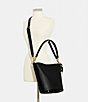 Color:Black - Image 3 - Dakota Glovetanned Leather Bucket Bag