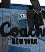 COACH Denim Patchwork Cargo Tote Bag, Color:Denim - Image 5