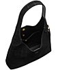 COACH Embossed Croc Suede Brooklyn 28 Hobo Tote Bag, Color:Black - Image 3
