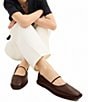 Color:Maple - Image 5 - Emilia Leather Square Toe Mary Jane Flats