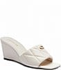 Color:Chalk - Image 1 - Emma Quilted Leather Wedge Sandals