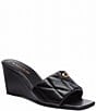 Color:Black - Image 1 - Emma Quilted Leather Wedge Sandals