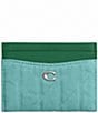 COACH Essential Denim Quilted Card Case, Color:Ivy - Image 1