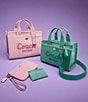 COACH Essential Denim Quilted Card Case, Color:Ivy - Image 4