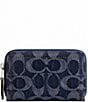 COACH Essential Denim Logo Small Zip Around Card Case, Color:Deep Blue - Image 1