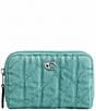 COACH Essential Denim Small Zip Around Card Case, Color:Ivy - Image 1