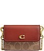 COACH Essential Signature Canvas Half Flap Card Case, Color:Tan Rust - Image 1