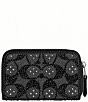 COACH Essential Small Zip Around Crystal Signature Jacquard Contrast Trim Wallet, Color:Black - Image 1