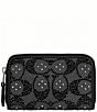 COACH Essential Small Zip Around Crystal Signature Jacquard Contrast Trim Wallet, Color:Black - Image 2