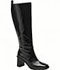 COACH Extended Calf Sculpted C Block Heel Leather Boots - Image 1