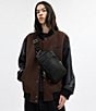 COACH Felix Canvas Cross Grain Leather Logo Sling Bag, Color:Black - Image 2