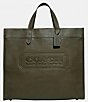 Color:Army Green - Image 1 - Field Tote Bag 40 In Sport Calf With Coach Badge