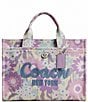 COACH Floral Print Cargo Tote Bag, Color:Ivory Purple - Image 1