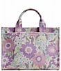 COACH Floral Print Cargo Tote Bag, Color:Ivory Purple - Image 2